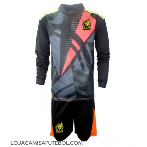 Camisa de Futebol México Goleiro Equipamento Principal Infantil Copa America 2024 Manga Comprida (+ Calças curtas)